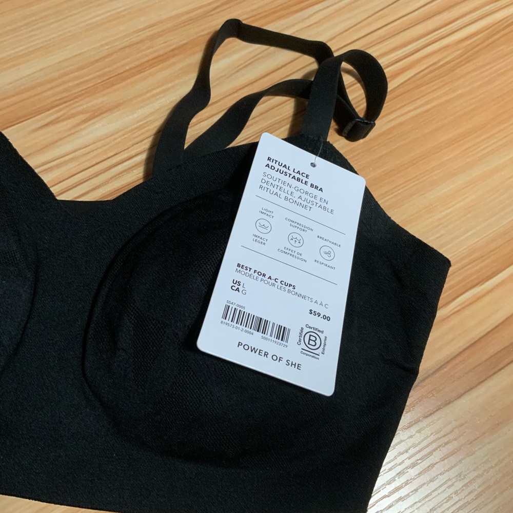 Athleta Ritual Lace Adjustable Black Bra Size Large NWT - Picture 5 of 5